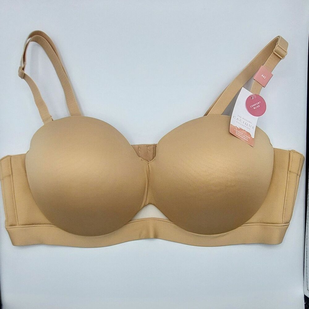 Cacique Comfort Bliss Strapless Bra Size 44C Nude Lightly Lined Multi-Way NEW!